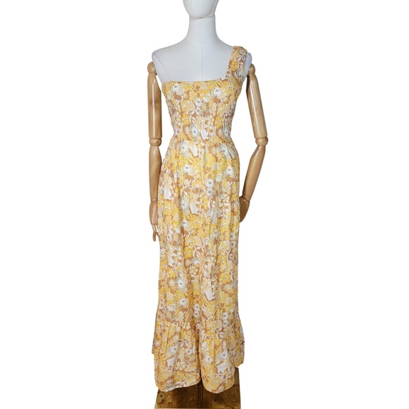 Anthropologie Charlie Holiday Pamela Yellow Floral Linen Maxi Sundress Vacation - Picture 2 of 8